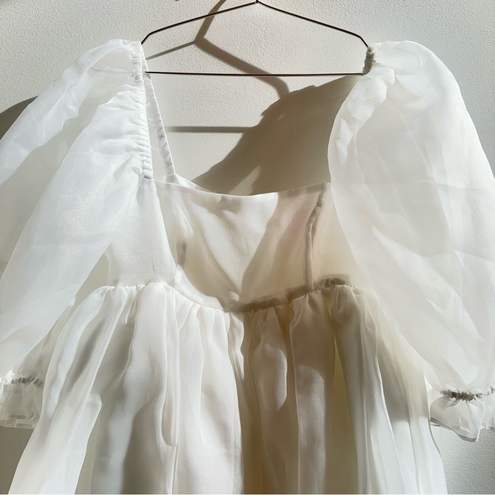 Selkie White Puff Sleeve Dress - Picture 3 of 6